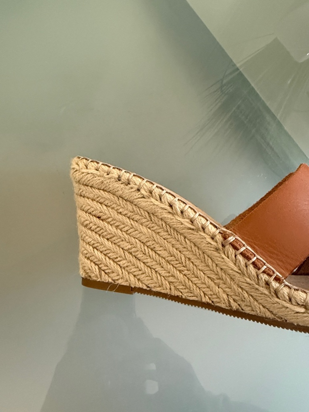 Steve Madden Leather Espadrille Wedge Sandals Size 9.5 | Tan Platform Slides - Picture 7 of 10